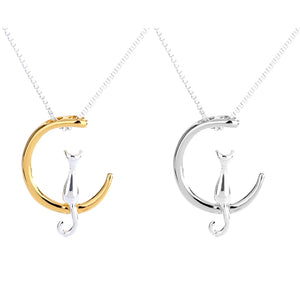 Beautiful Cat & Moon Necklace - Free Today