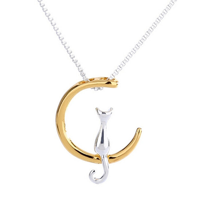 Beautiful Cat & Moon Necklace - Free Today